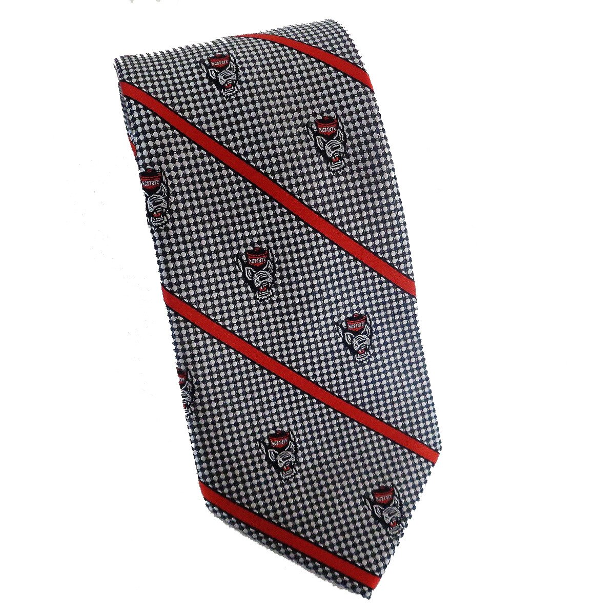 Silver Tie with Red Stripe and Repe
